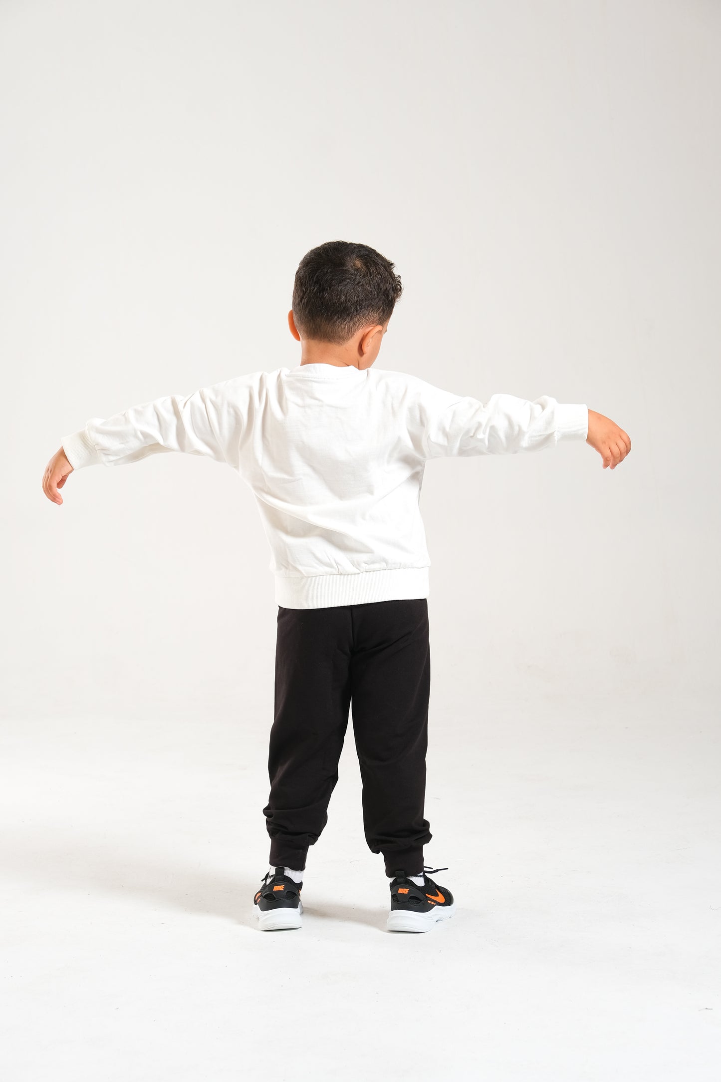 Erkek/Kız Oversize Çocuk Takım %100 Pamuk - Ekru-Siyah