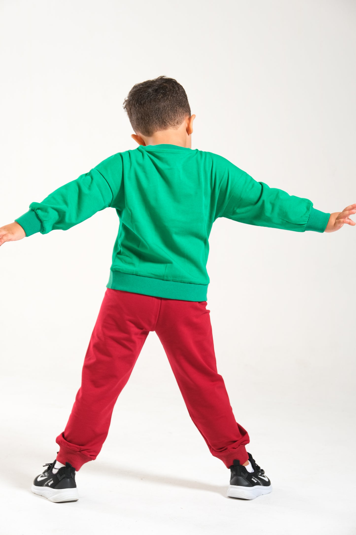 Erkek/Kız Oversize Çocuk Takım %100 Pamuk - Yeşil-Bordo