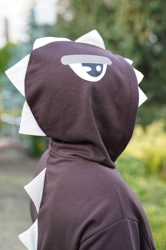 Erkek Çocuk Üç İplik Dinazor Kapşonlu Sweat/Hoody - Kahverengi