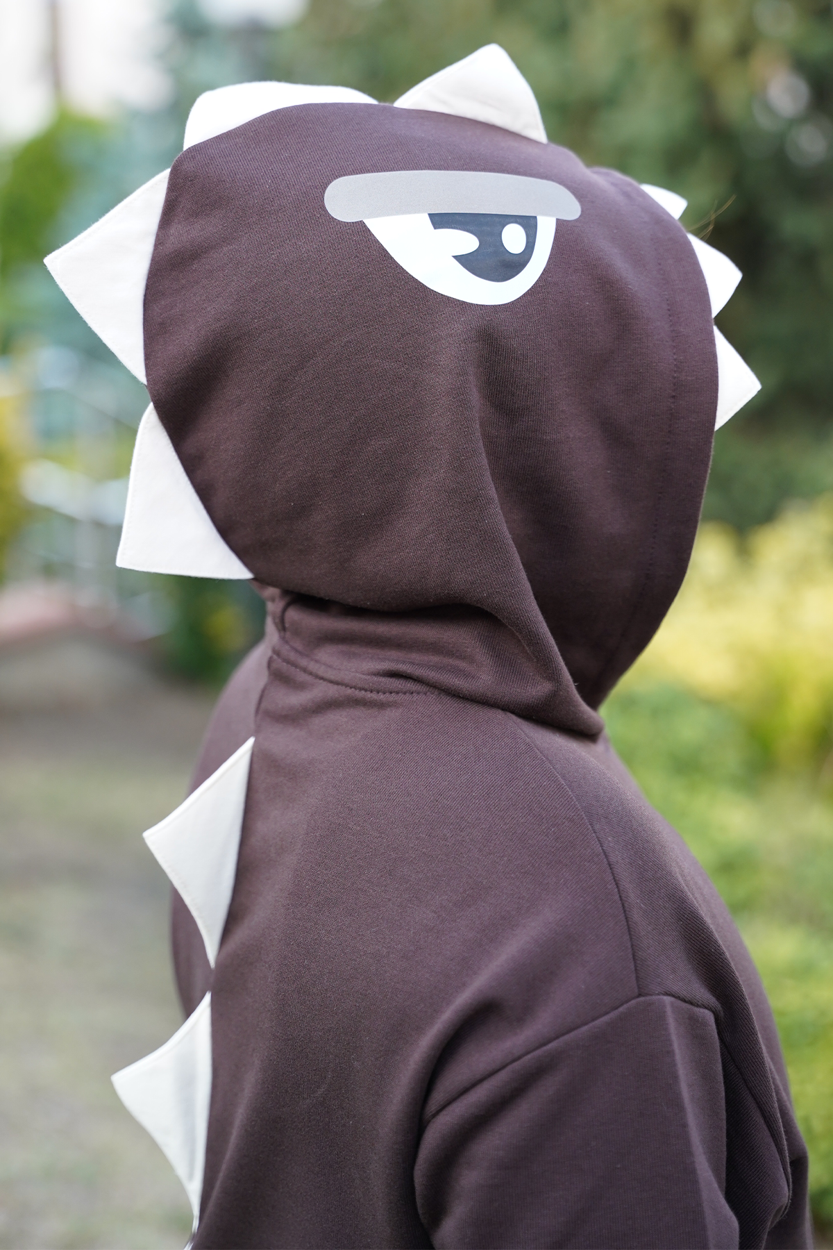 Erkek Çocuk Üç İplik Dinazor Kapşonlu Sweat/Hoody - Kahverengi