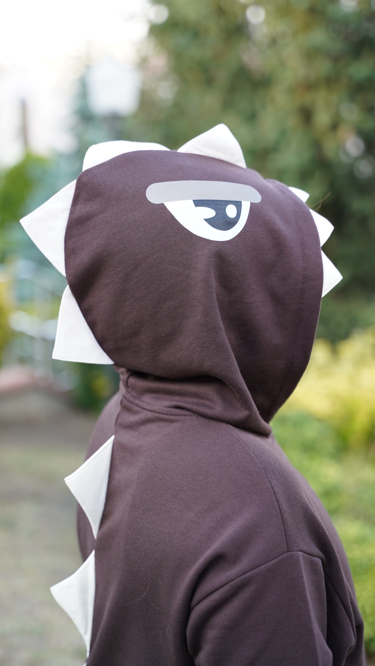 Erkek Çocuk Üç İplik Dinazor Kapşonlu Sweat/Hoody - Kahverengi