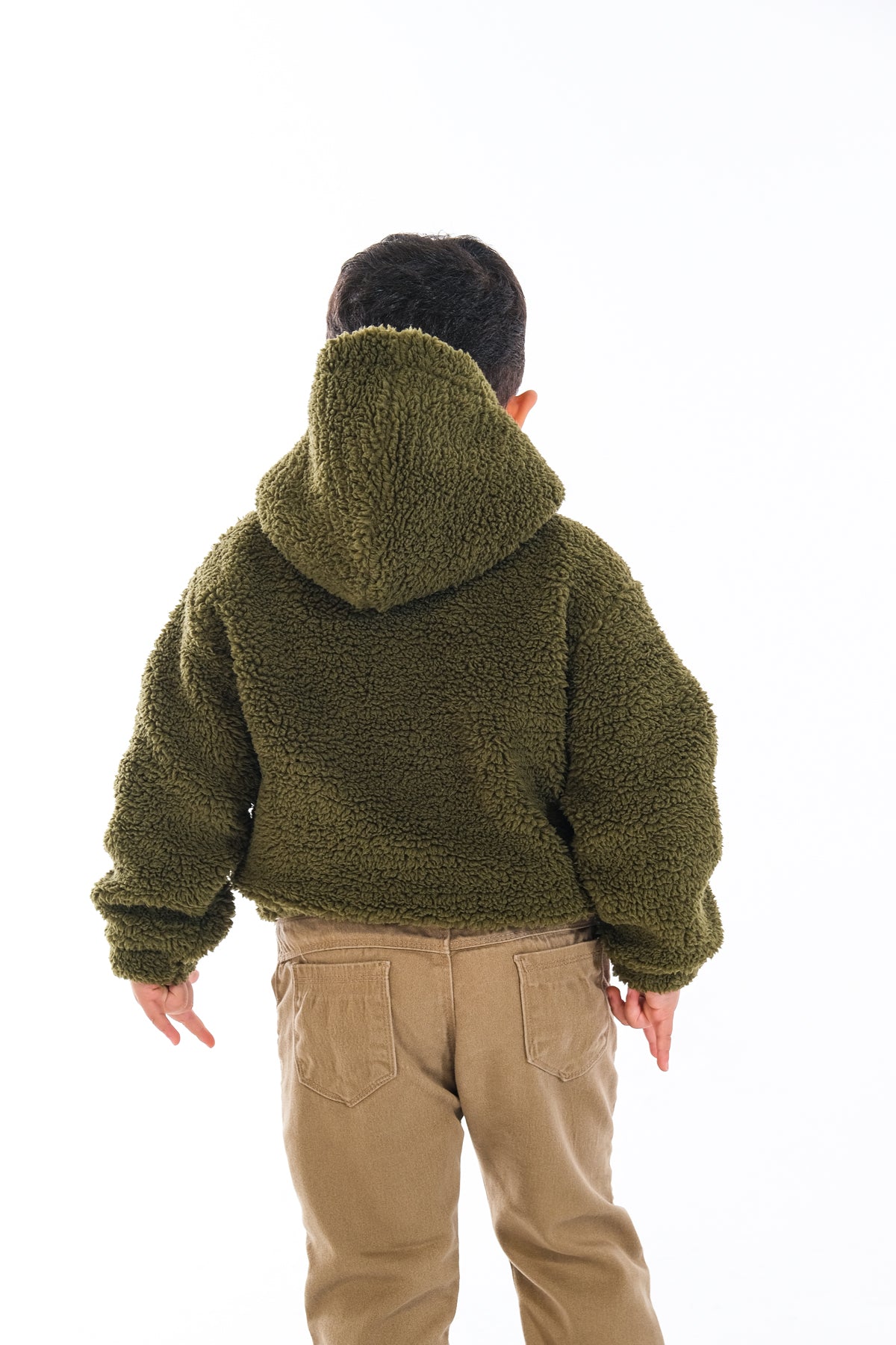 Erkek Çocuk Peluş Fermuarlı Astarlı Mont - Haki