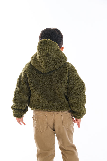 Erkek Çocuk Peluş Fermuarlı Astarlı Mont - Haki