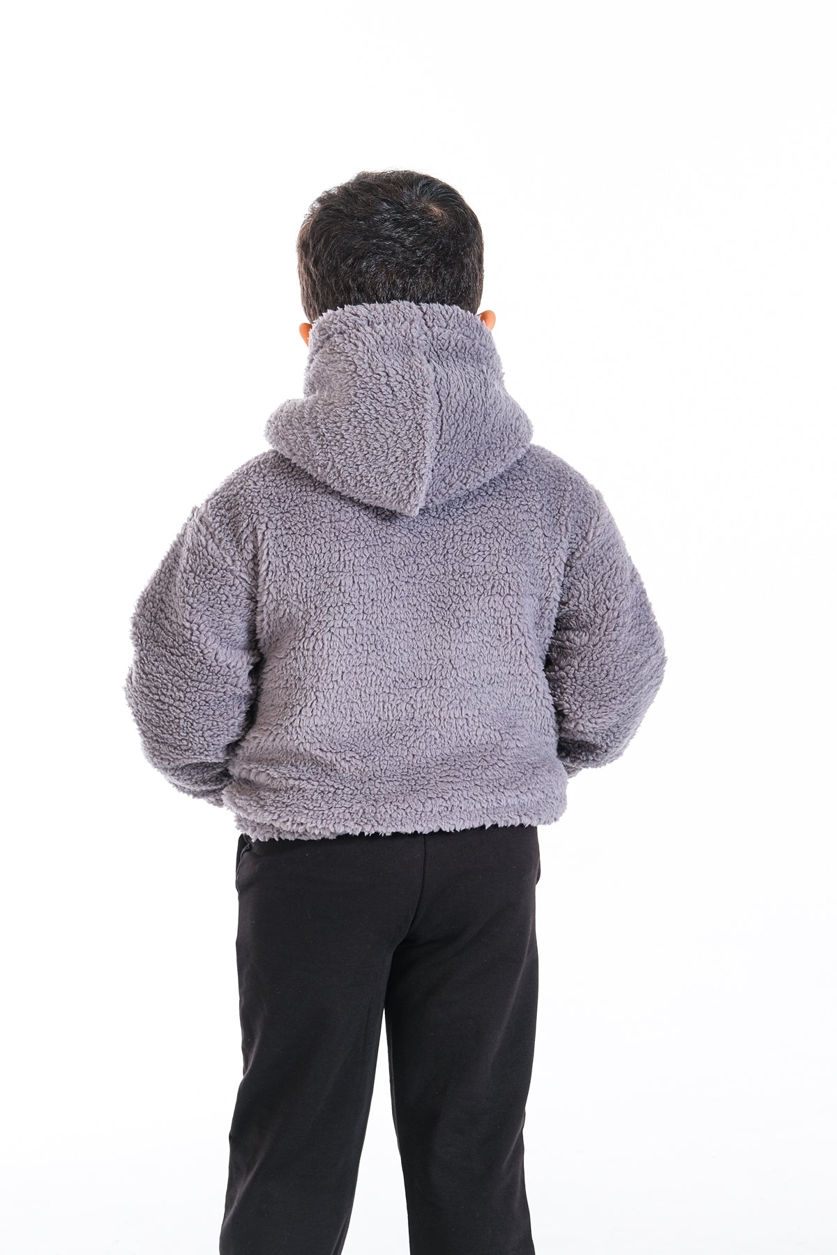 Erkek Çocuk Peluş Fermuarlı Astarlı Mont - Antrasit