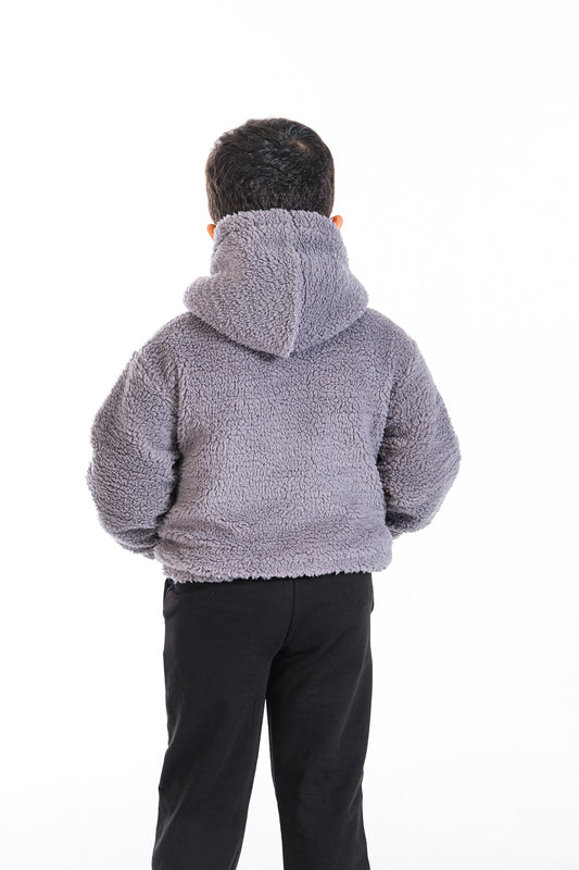 Erkek Çocuk Peluş Fermuarlı Astarlı Mont - Antrasit