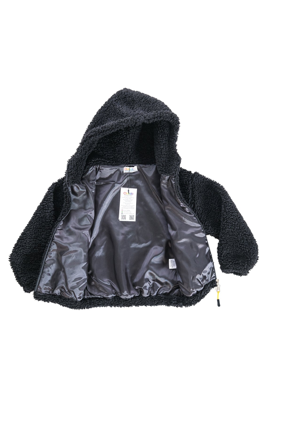 Erkek Çocuk Peluş Fermuarlı Astarlı Mont - Siyah