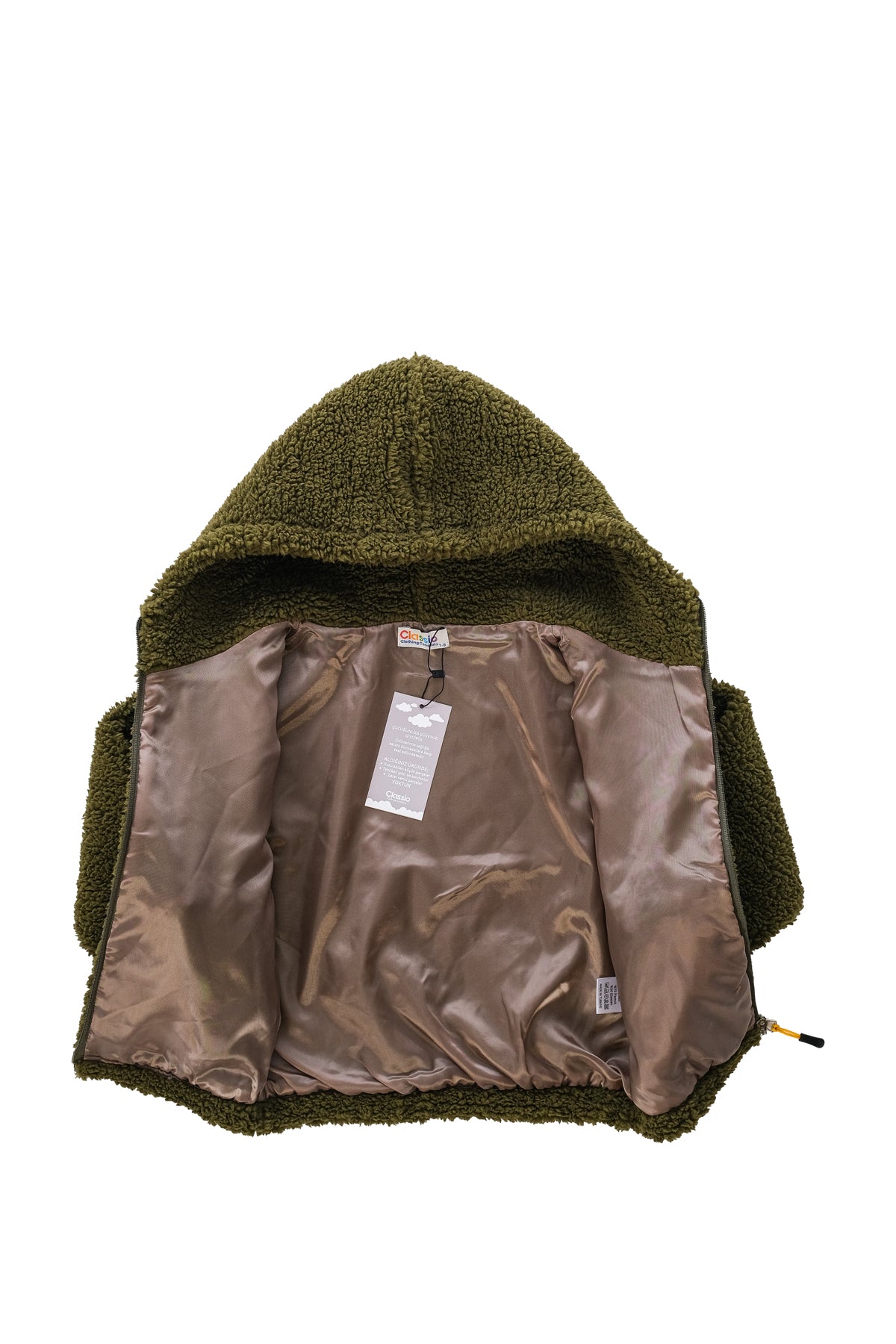 Erkek Çocuk Peluş Fermuarlı Astarlı Mont - Haki