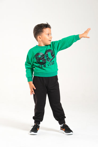 Erkek/Kız Oversize Çocuk Takım %100 Pamuk - Yeşil-Siyah