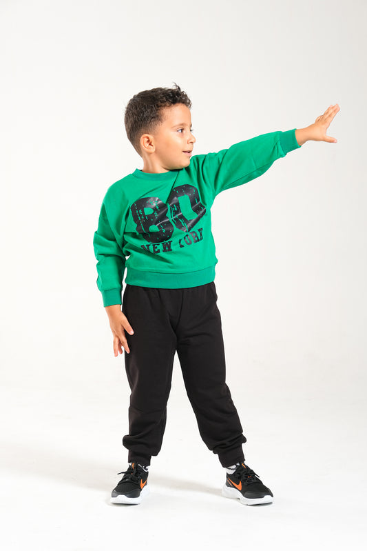 Erkek/Kız Oversize Çocuk Takım %100 Pamuk - Yeşil-Siyah