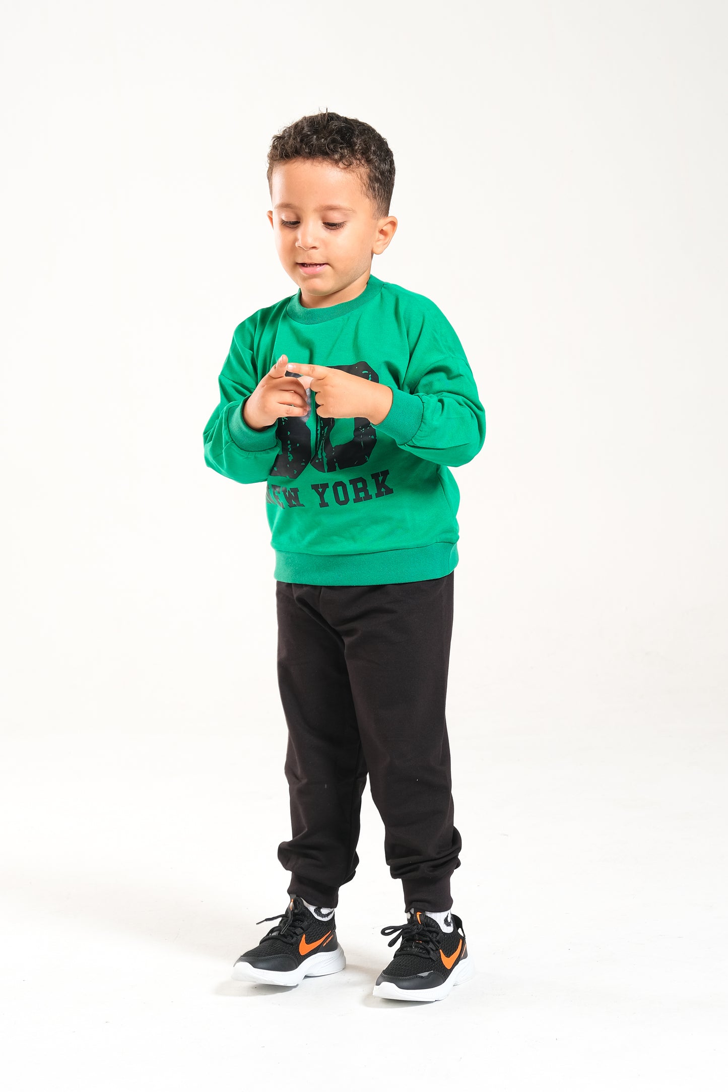 Erkek/Kız Oversize Çocuk Takım %100 Pamuk - Yeşil-Siyah