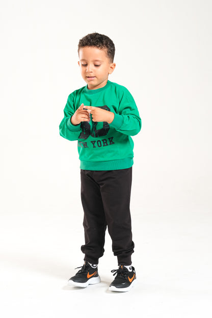 Erkek/Kız Oversize Çocuk Takım %100 Pamuk - Yeşil-Siyah