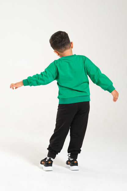 Erkek/Kız Oversize Çocuk Takım %100 Pamuk - Yeşil-Siyah